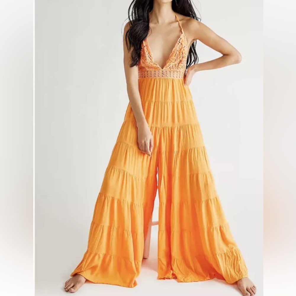 FREE PEOPLE BALI HARMONY CROCHET Jumpsuit Sz 8